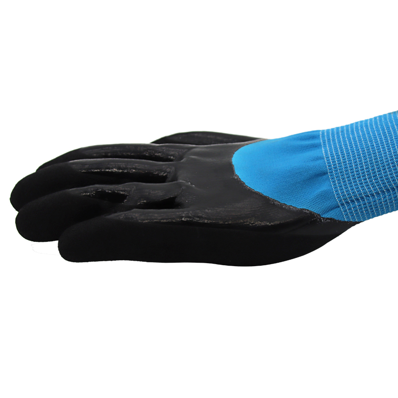 13g nylon liner, 34 coated smooth nitrile first, palm coated sandy nitrile finished (1)