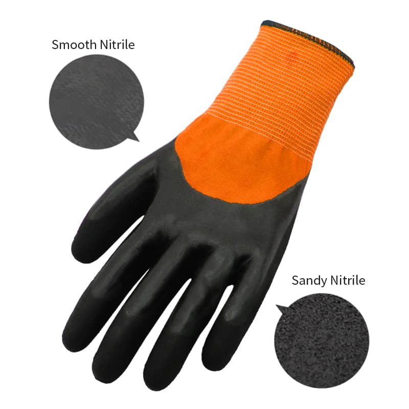 13g polyester liner, 34 coated smooth nitrile first, palm coated sandy nitrile finished (3)