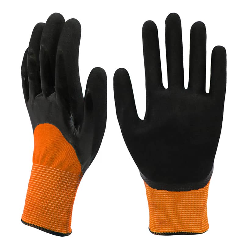 13g polyester liner, 34 coated smooth nitrile first, palm coated sandy nitrile finished (5)