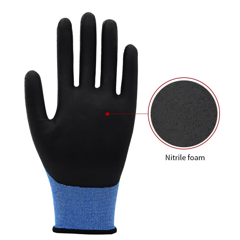 15g nylon& spandex liner, palm coated black foam nitrile (5)