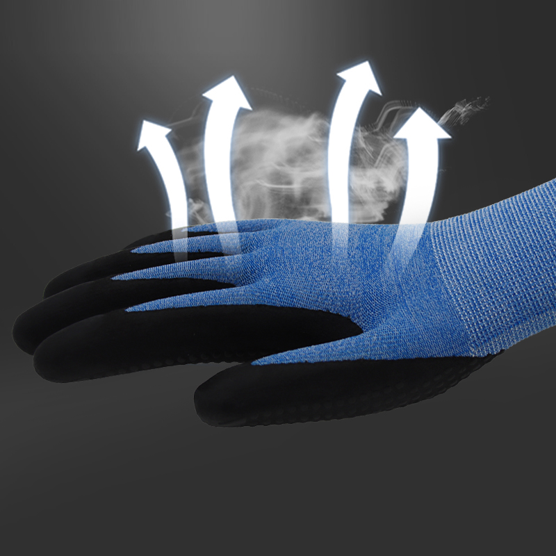 15g nylon&spandex liner, palm coated black foam nitrile, dots on palm (5)